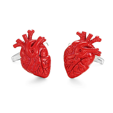Anatomical heart enamel Cufflinks